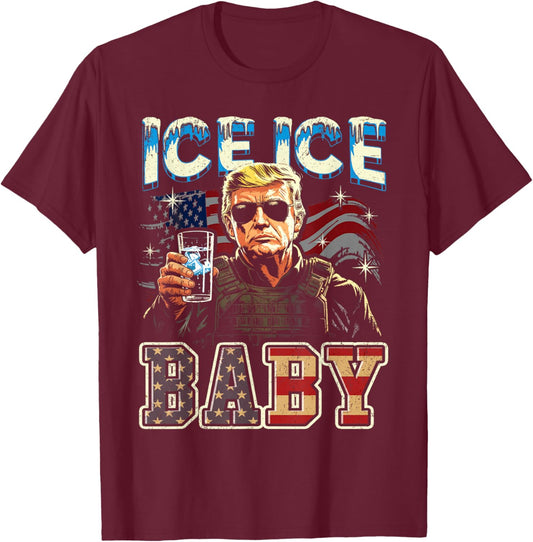 Vintage Ice Baby Funny Trump T-Shirt - T-Shirt | Maroon