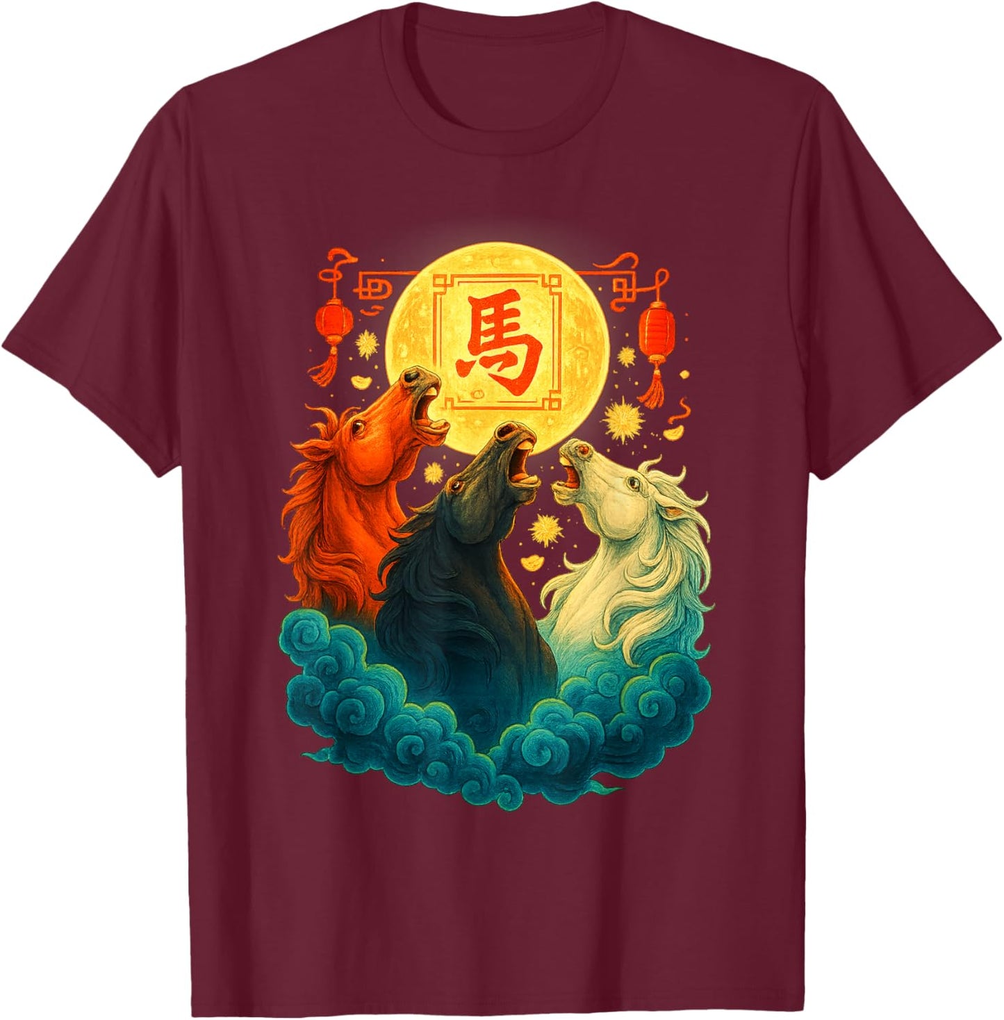 Chinese New Year 2026 Year of The Horse Lunar New Year 2026 T-Shirt - T-Shirt | Maroon
