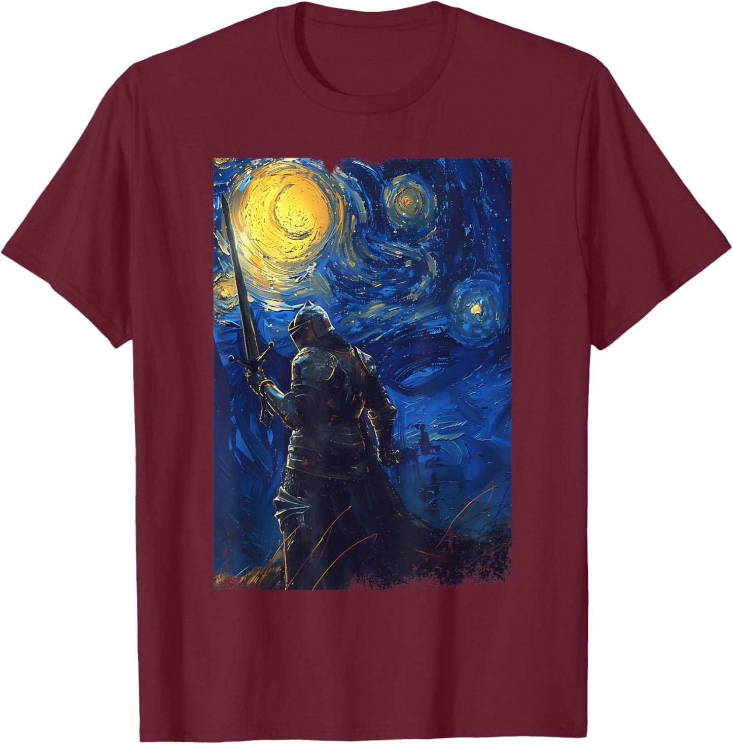 Starry-Nights Crusader Knights Templar T-Shirt - T-Shirt | Maroon