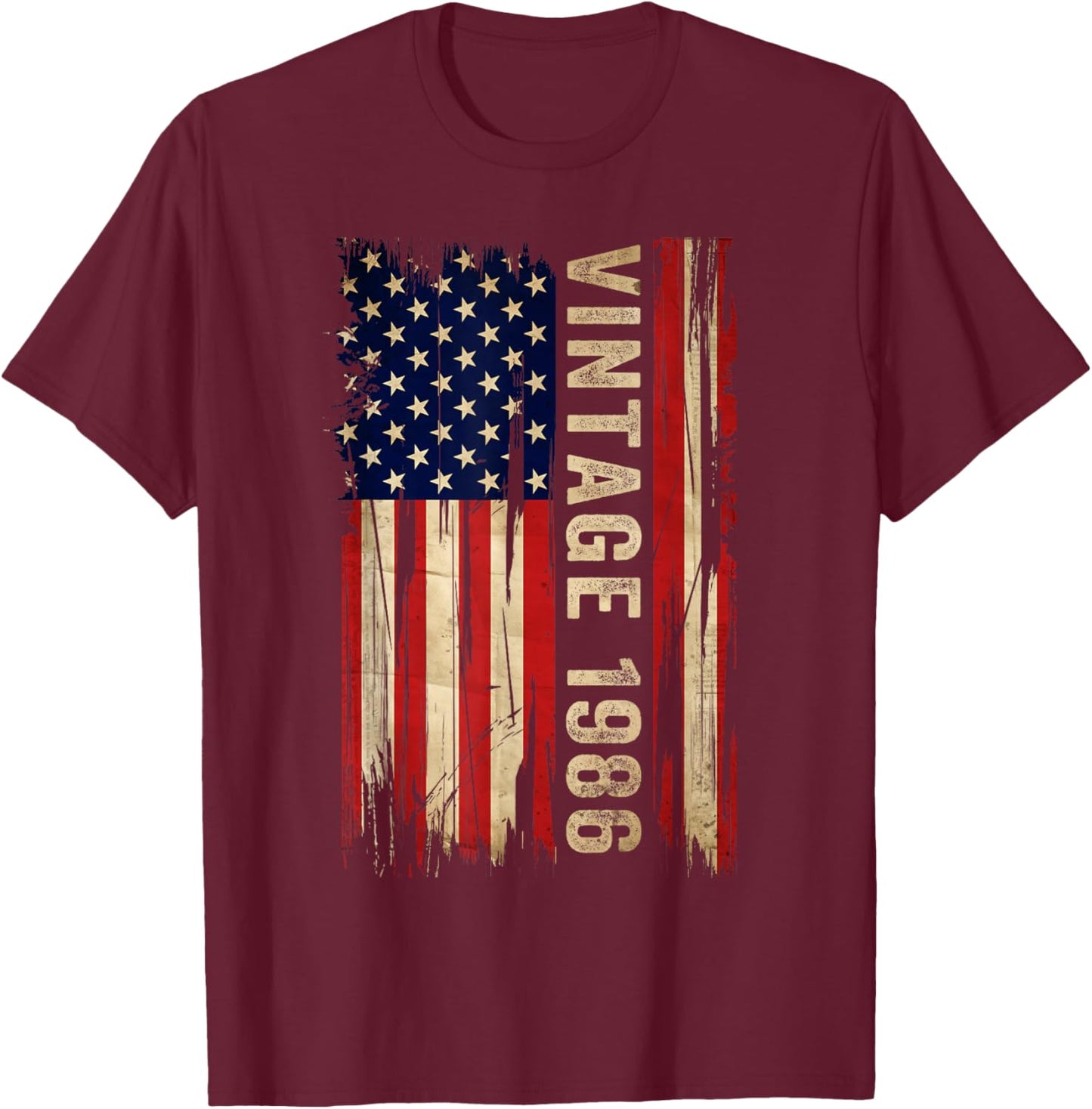 40 Years Old Gifts Vintage 1986 40th Birthday American Flag T-Shirt - T-Shirt | Maroon