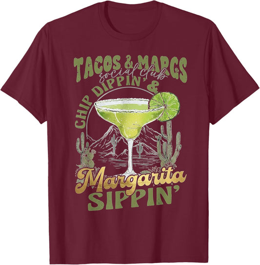 Margarita Tacos and Margs Family Mexican Fiesta Taco T-Shirt - T-Shirt | Maroon