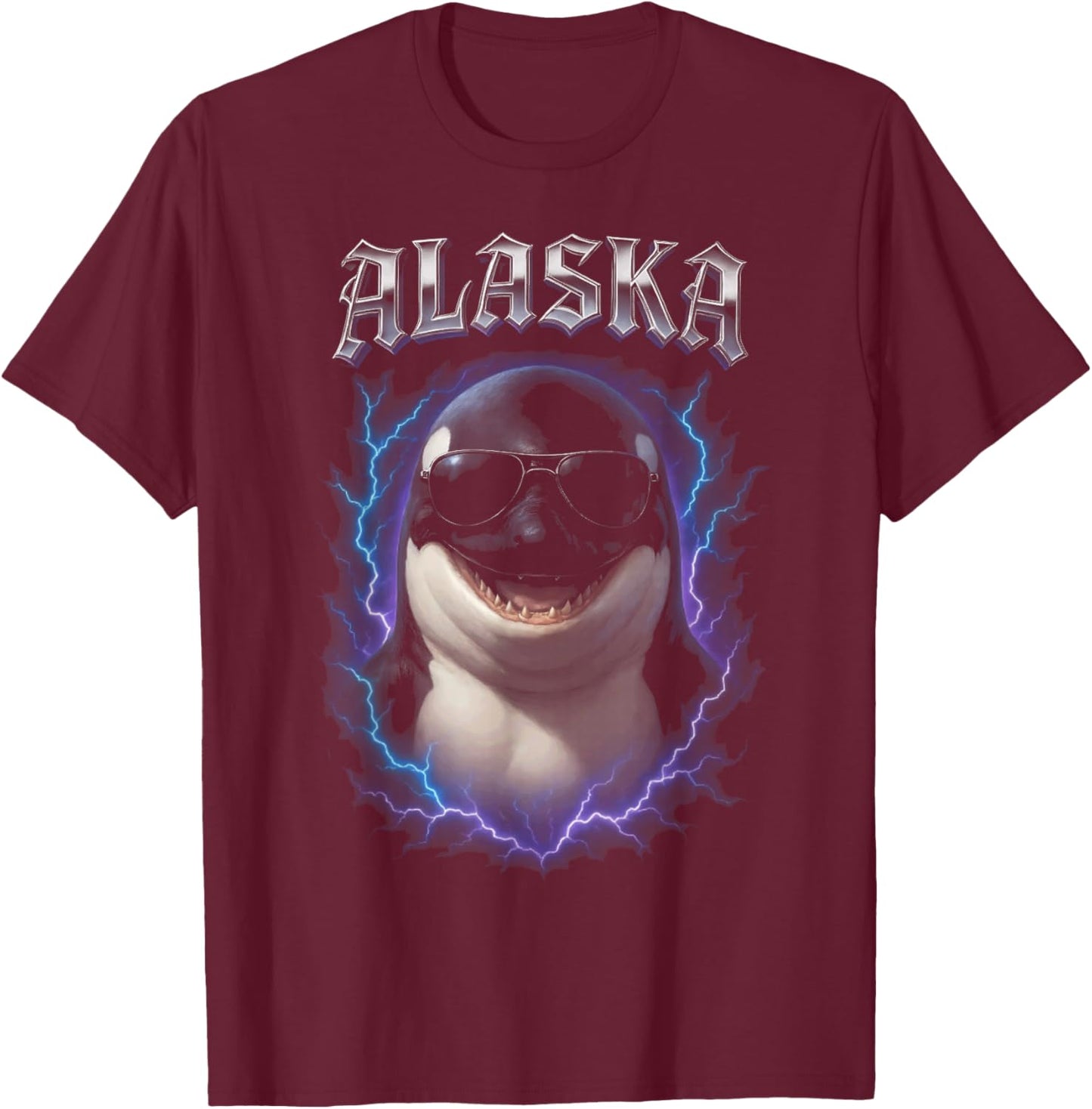 Alaska Whale Overloaded Graphic T-Shirt - T-Shirt | Maroon