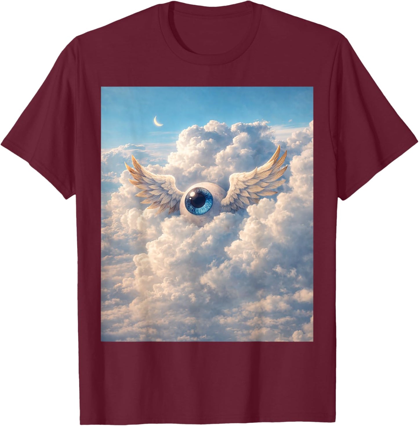 Weirdcore Angel Winged Eye Liminal Space Dreamcore T-Shirt - T-Shirt | Maroon