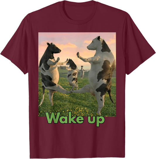 Funny Cows Dance Every Month Meme T-Shirt - T-Shirt | Maroon