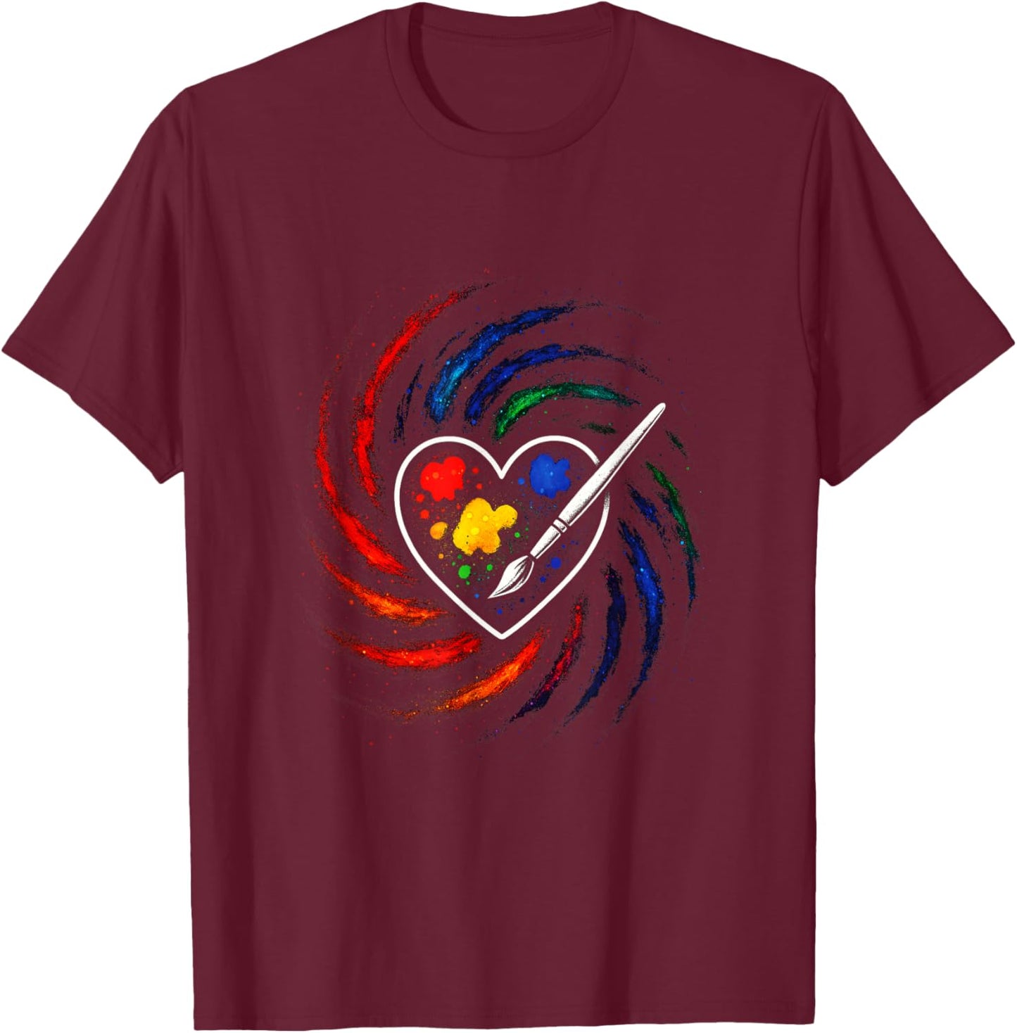 Heart Palette - Funny Painter Art Painting T-Shirt - T-Shirt | Maroon