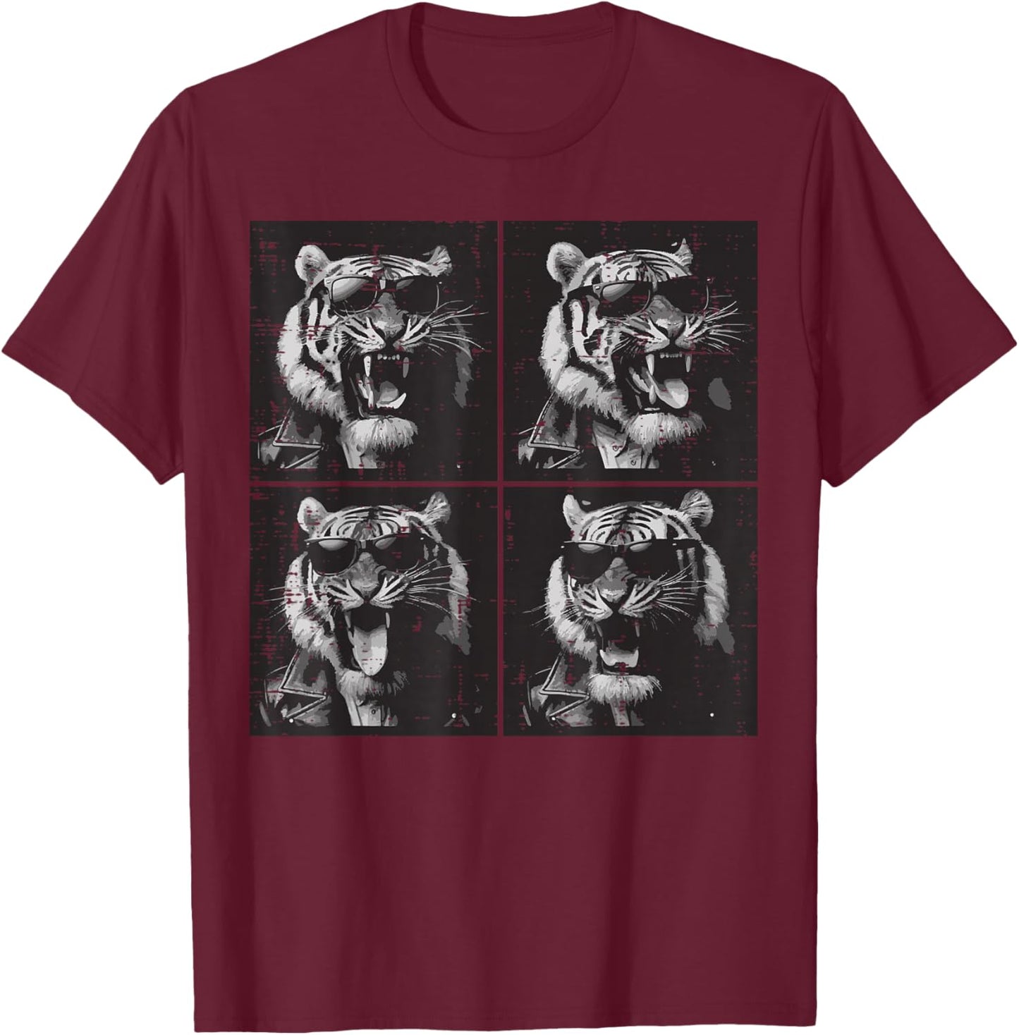 Tiger Selfie Funny Women Kids Boys Girls Men Youth Teen T-Shirt - T-Shirt | Maroon