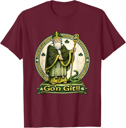 Go'n Git St Patrick's Day Irish Holiday Lucky Shamrock T-Shirt - T-Shirt | Maroon