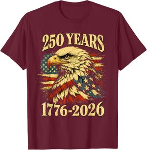 250 Years of American Freedom Eagle USA Flag 4th of July T-Shirt - T-Shirt | Maroon