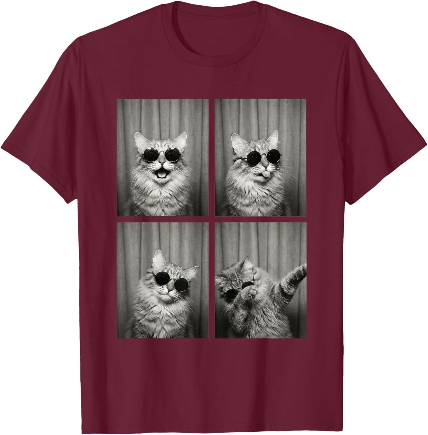 Cat PhotoBooth Sunglasses Funny Dab Cats Lover T-Shirt - T-Shirt | Maroon
