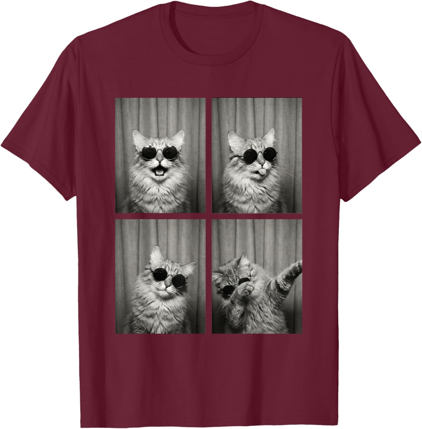 Cat PhotoBooth Sunglasses Funny Dab Cats Lover T-Shirt - T-Shirt | Maroon