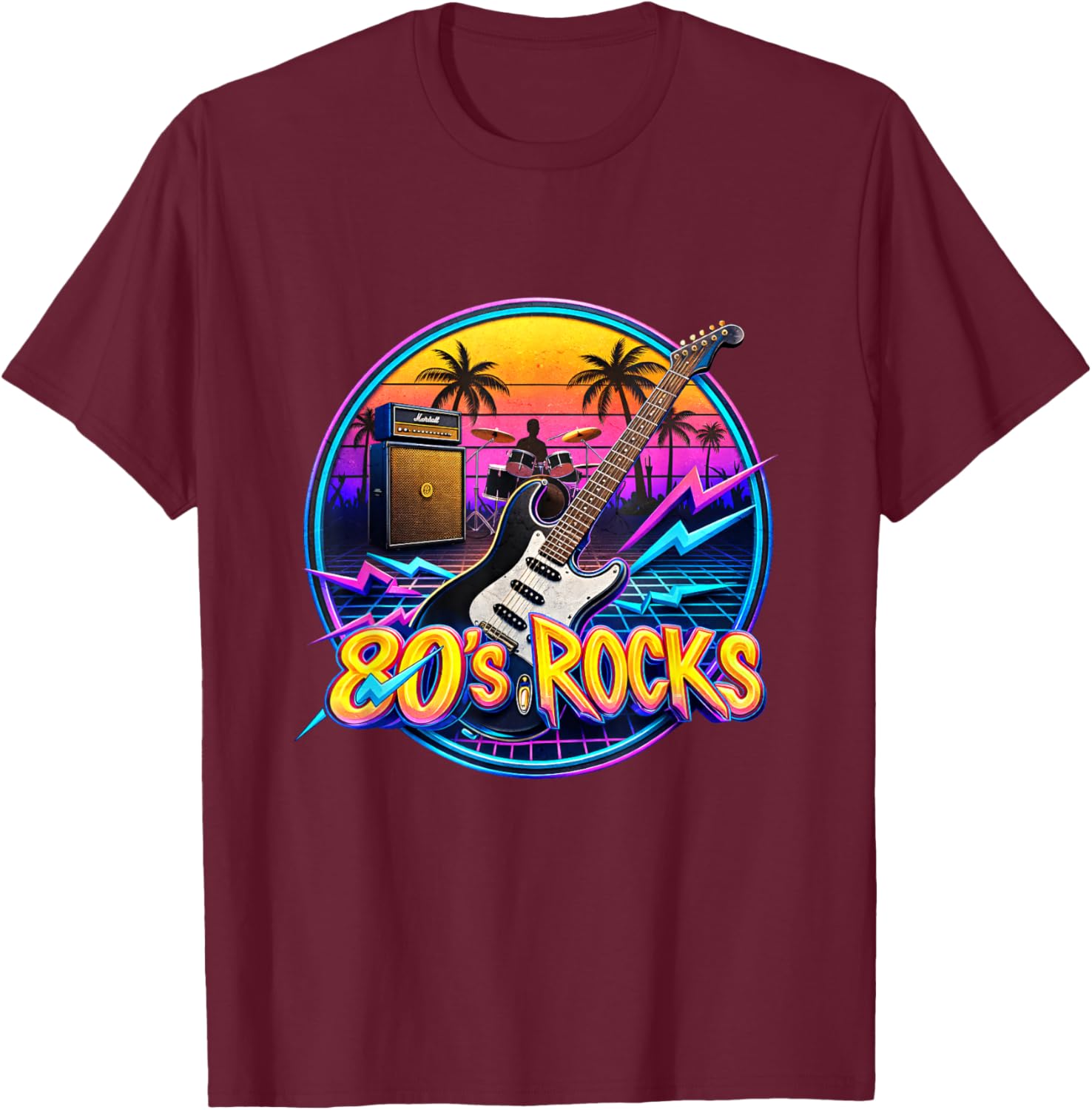 Vintage 80's Rock Bands Eighties 80s Party Music Band T-Shirt - T-Shirt | Maroon