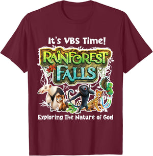 Rainforest Falls Exploring The Nature of God VBS 2026 T-Shirt - T-Shirt | Maroon