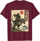 Bigfoot Riding T-Rex Japanese Ukiyo-e Art Samurai Sasquatch T-Shirt - T-Shirt | Maroon