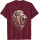 Roaring Lion Art - Fierce Animal Nature T-Shirt - T-Shirt | Maroon