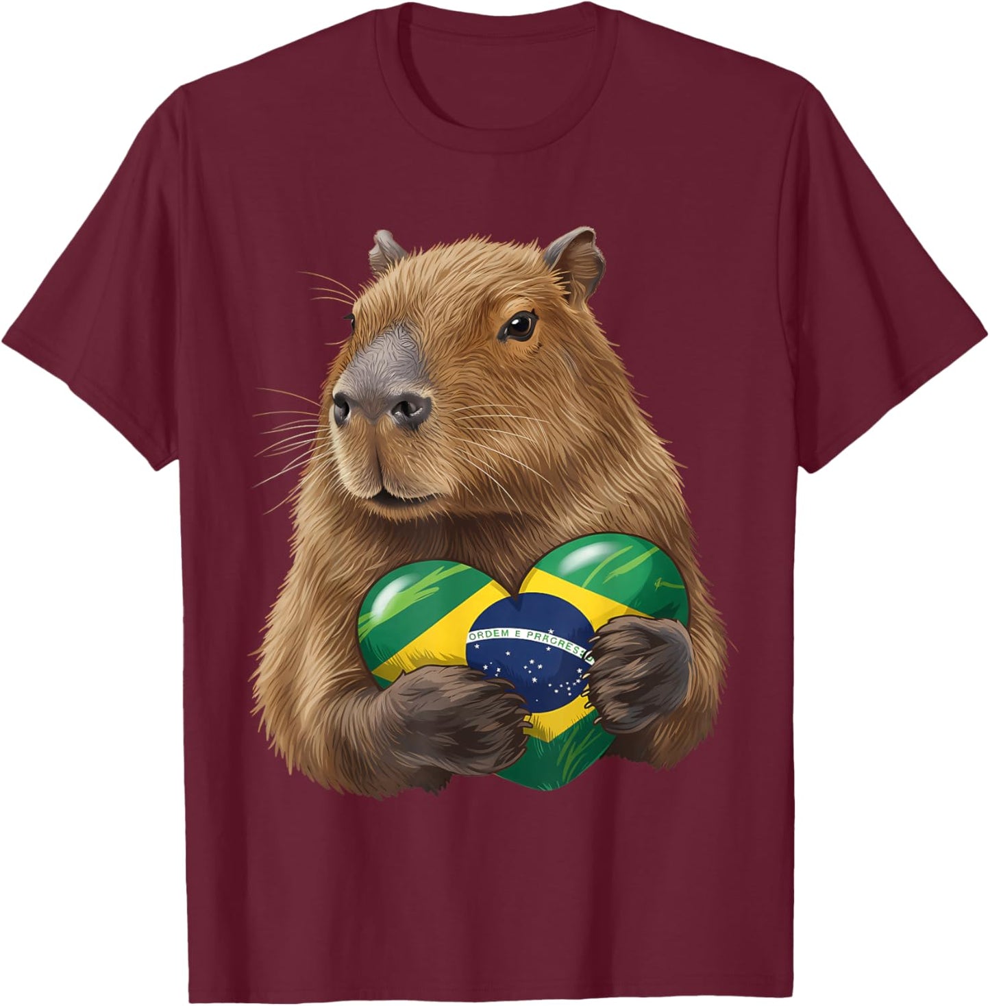 Brazil Flag Capybara Brazilian Roots Brasilian Pride Brasil T-Shirt - T-Shirt | Maroon