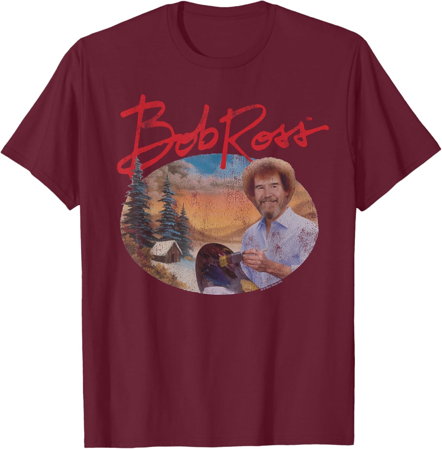 Bob Ross A Warm Winter T-Shirt - T-Shirt | Maroon