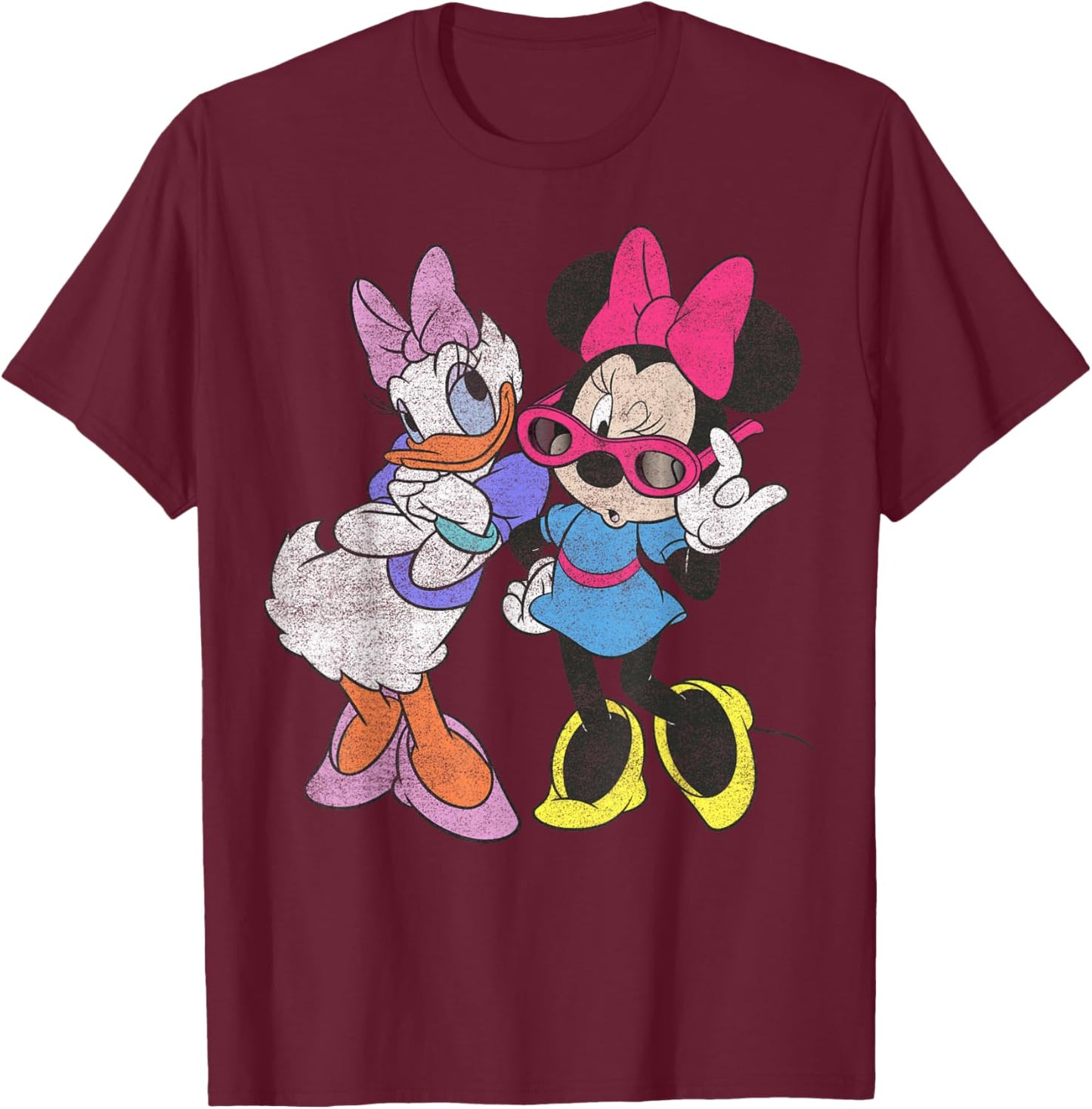 Disney Mickey and Friends Daisy & Minnie Vintage Fashion T-Shirt - T-Shirt | Maroon