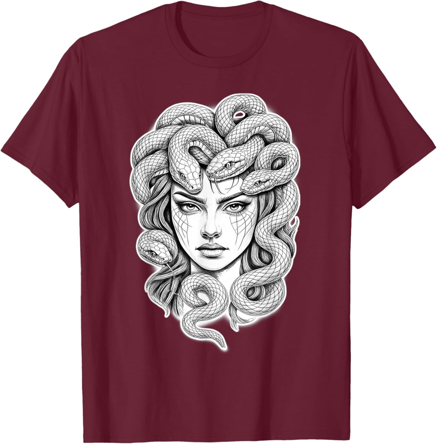 Medusa Goddess Snake T-Shirt - T-Shirt | Maroon