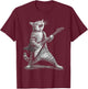 Funny Cat Playing Guitar Rock Sarcastic Men Women Kids T-Shirt - T-Shirt | Maroon