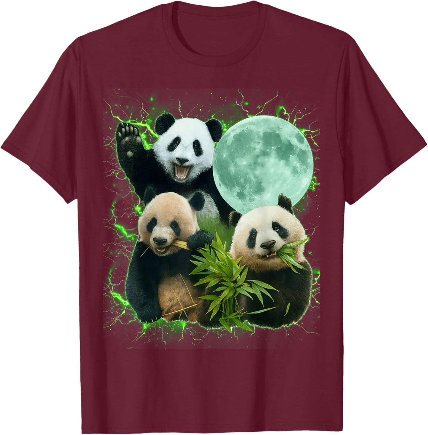 Cute Funny Meme Panda Eating Bamboo Men Women Kid T-Shirt - T-Shirt | Maroon