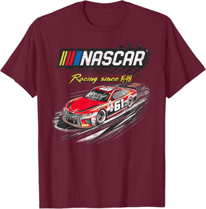NASCAR Racing Since 1948 Checker Racing Distressed Poster T-Shirt - T-Shirt | Maroon