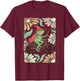 Whimsical Frog Wizard on Bicycle Vintage Floral Art T-Shirt - T-Shirt | Maroon