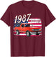 1987 87 Bronco Red Classic Vintage Old Car USA Flag T-Shirt - T-Shirt | Maroon
