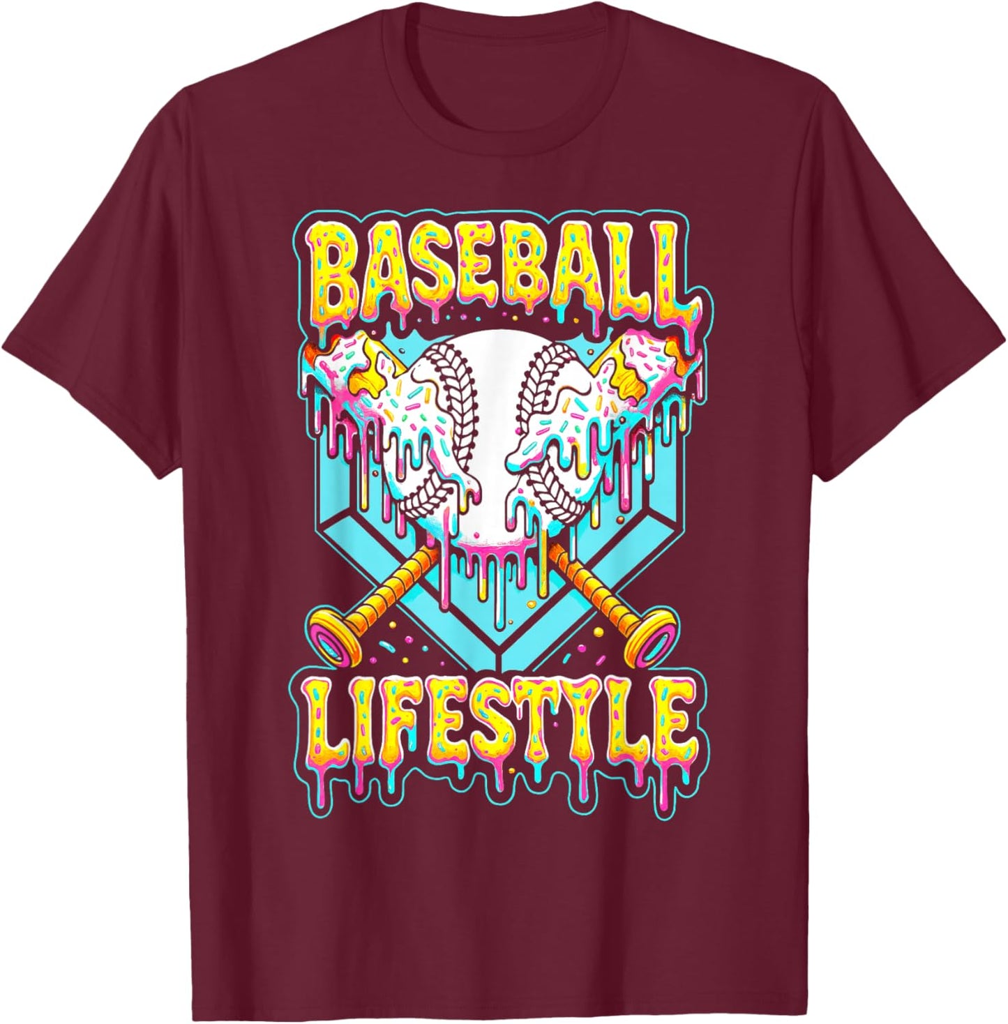 Baseball Life Style 101 Apparel Youth Drip Baseball Boys Kid T-Shirt - T-Shirt | Maroon