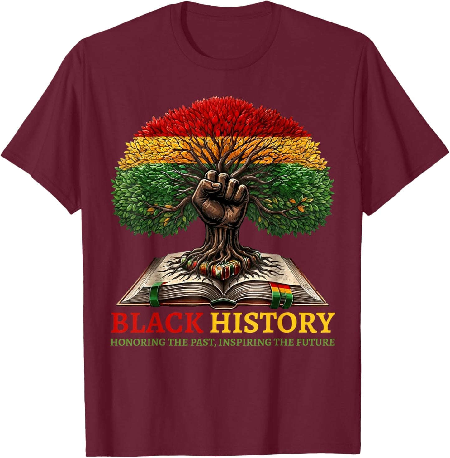 Honoring Past Inspiring Future Black History Month Men Women T-Shirt - T-Shirt | Maroon