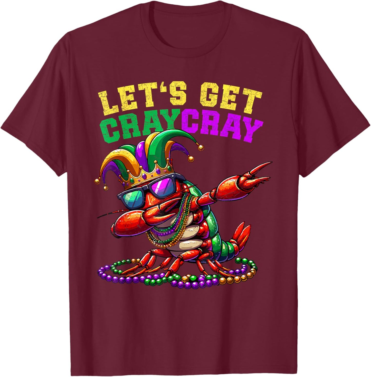 Dabbing Crawfish Costume Kids Boys Men Mardi Gras T-Shirt - T-Shirt | Maroon