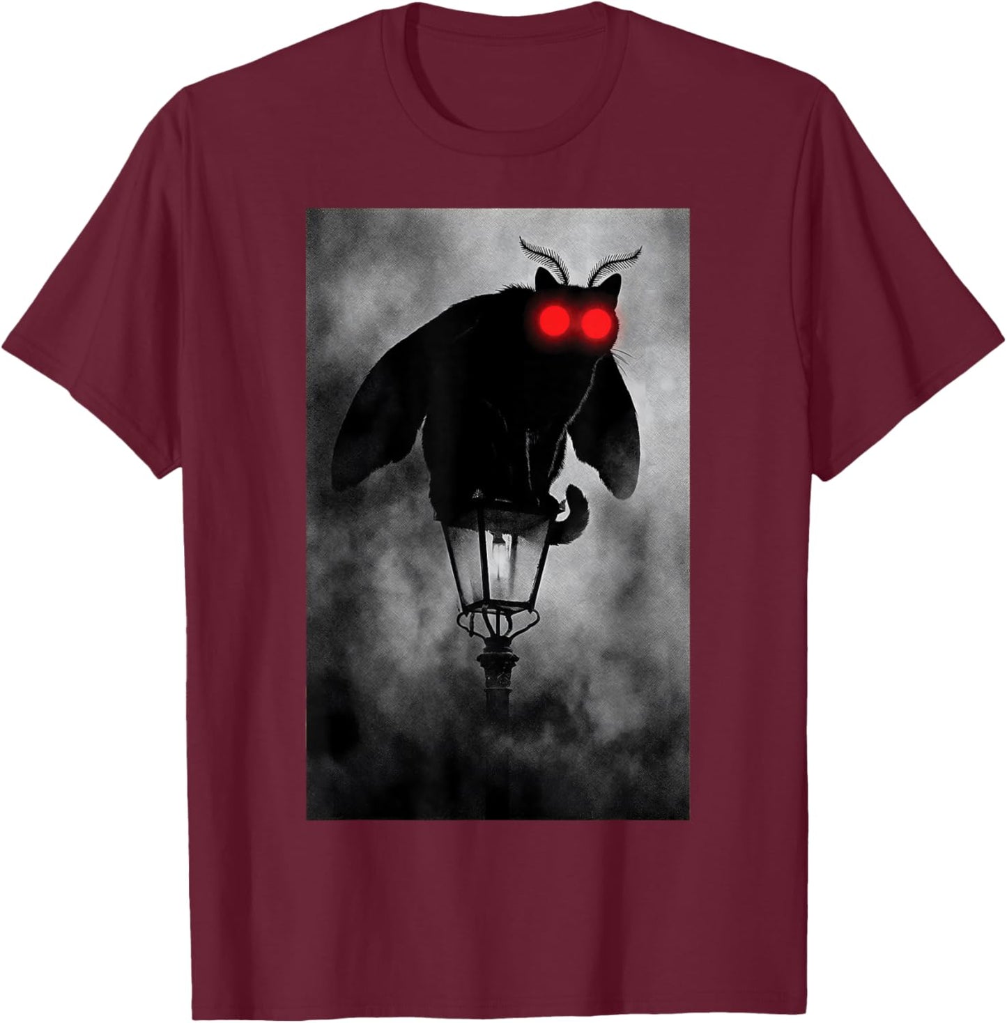 Mothman Cat Cryptid Mashup Red Eyes Gothic Folklore T-Shirt - T-Shirt | Maroon