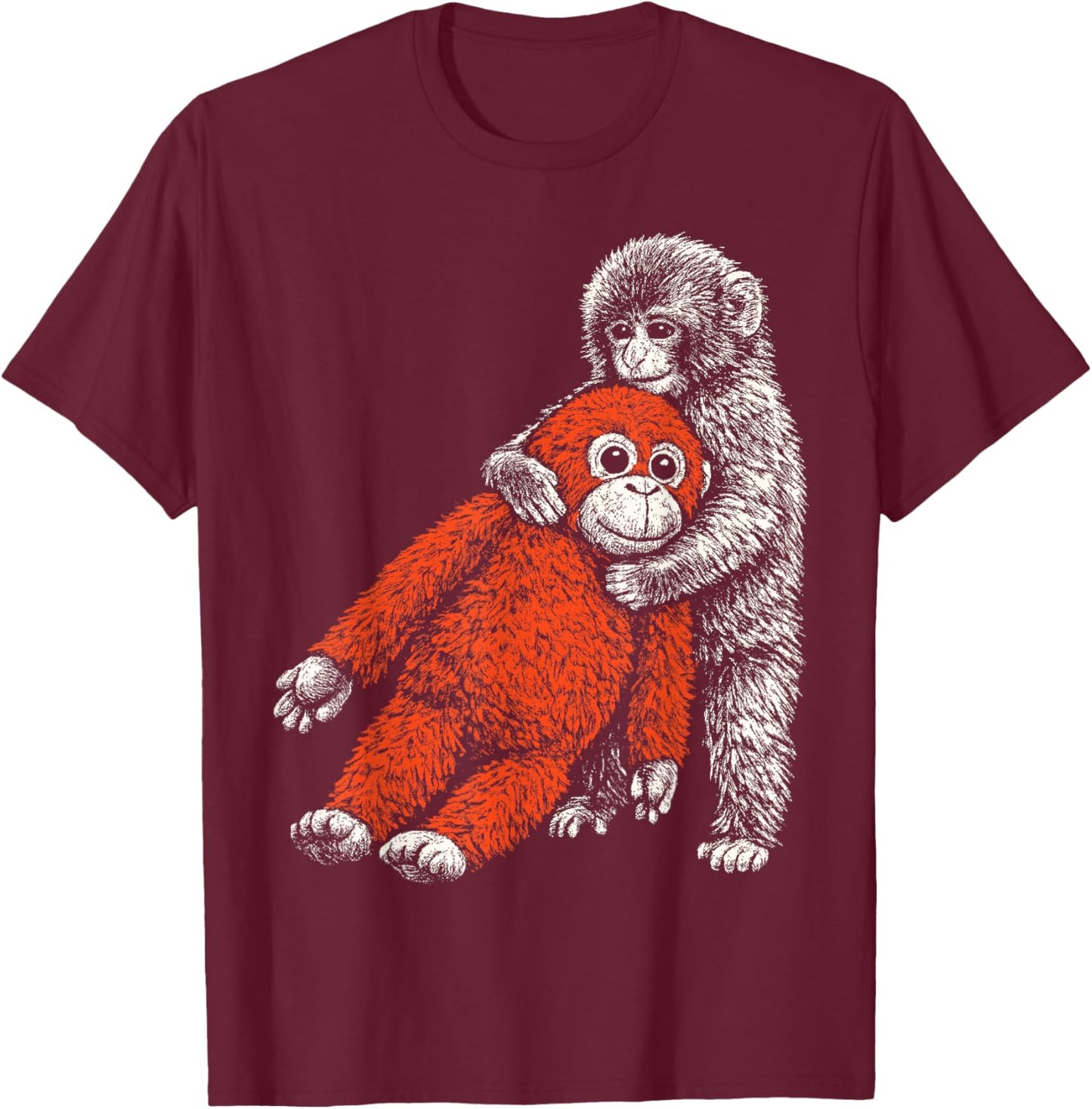 Cute Baby Zoo Monkey Named Punch Adorable Stuffed Orangutan T-Shirt - T-Shirt | Maroon