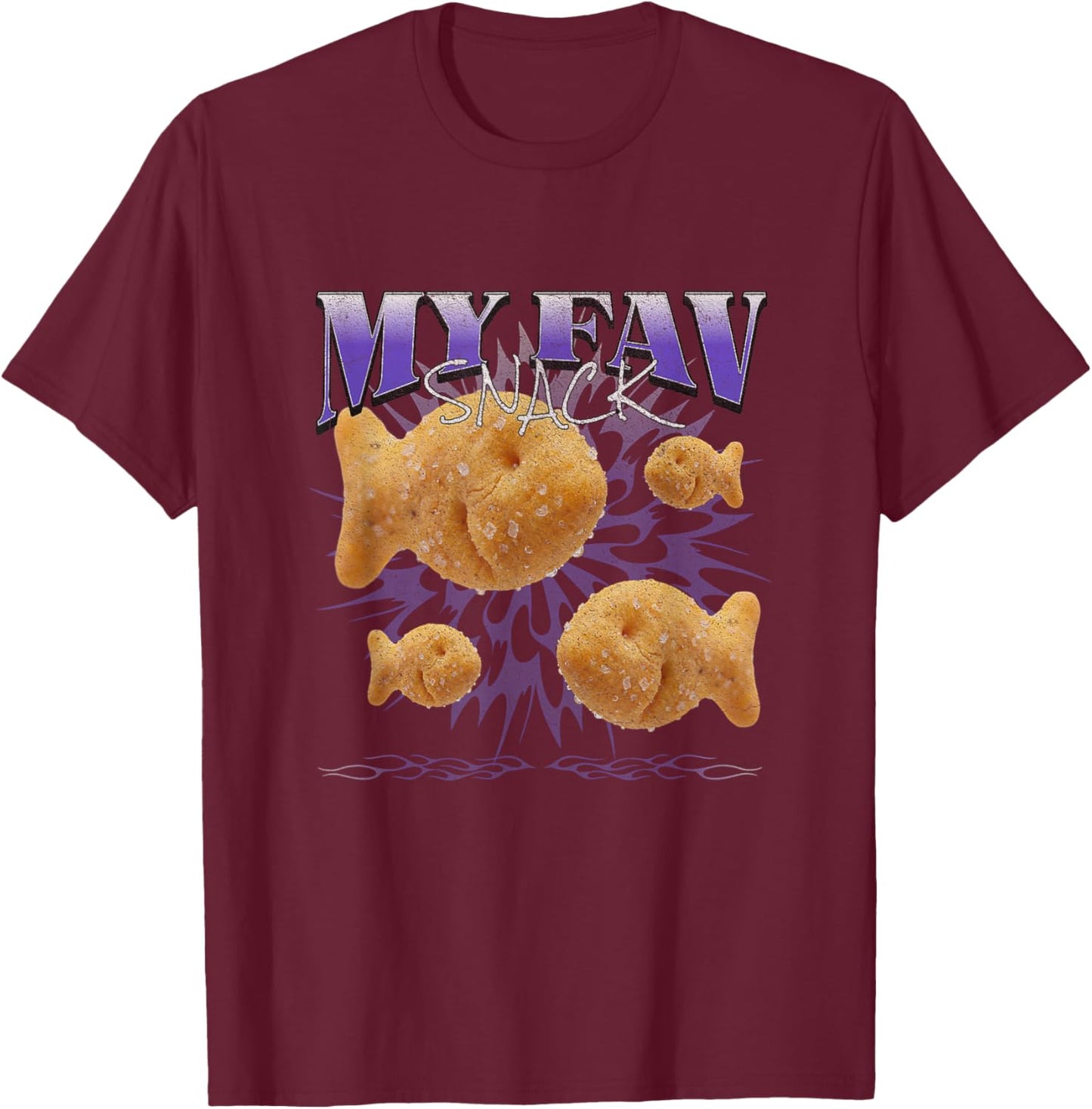 Bootleg Goldfish Snack T-Shirt - T-Shirt | Maroon