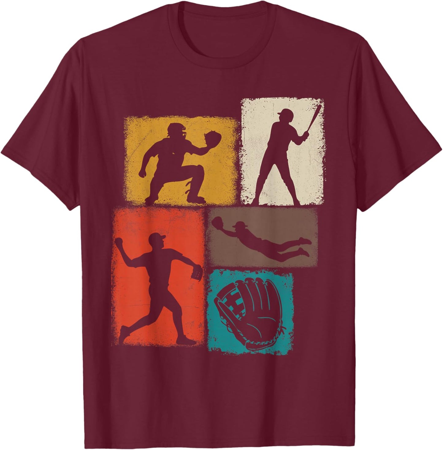 Softball Player Collage Men Kids Coach Youth Boys T-Shirt - T-Shirt | Maroon