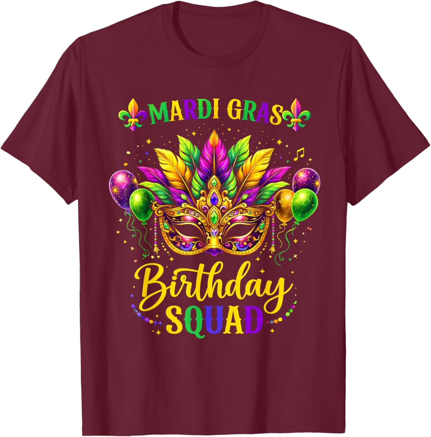 Birthday Squad Mardi Gras Crew Party Girl Toddler Boys T-Shirt - T-Shirt | Maroon