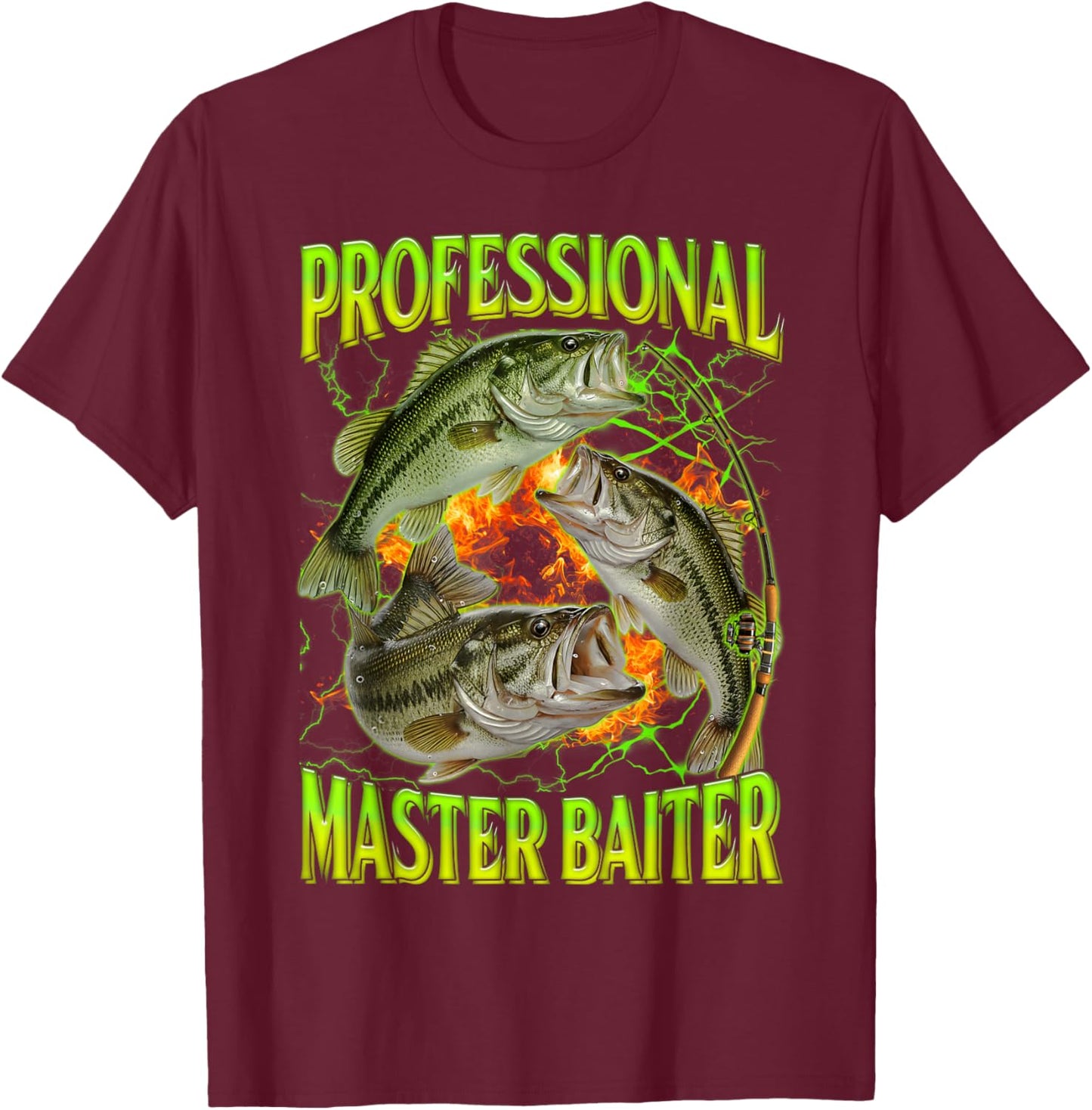 Professional Master Baiter Funny Fishing Meme Bootleg Humor T-Shirt - T-Shirt | Maroon