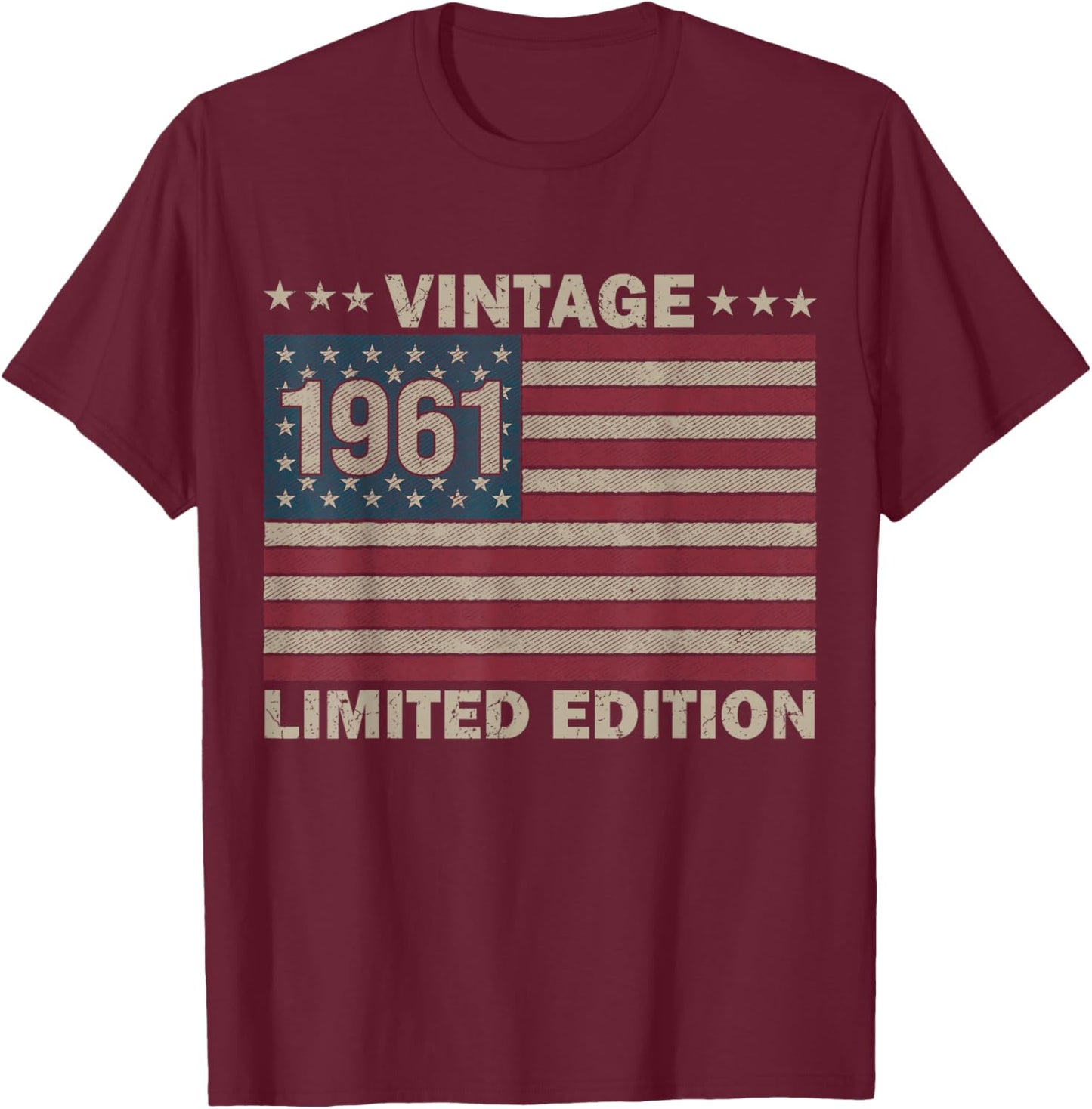 US Flag 65 Birthday American USA Men 65yr 1961 65th Birthday T-Shirt - T-Shirt | Maroon