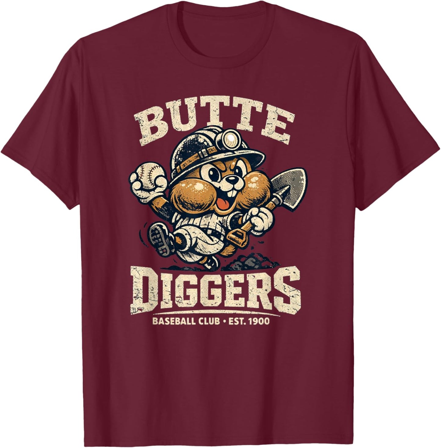 Vintage Baseball | Funny | Butte Diggers | Baseball Club T-Shirt - T-Shirt | Maroon
