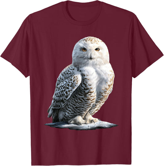 Snowy Owl Barn Eagle Arctic Owl Cute White Polar Owls T-Shirt - T-Shirt | Maroon