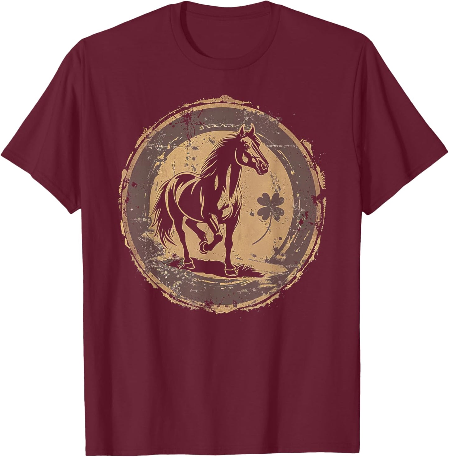 Horse - Saint Paddys Shamrock St. Patrick's Day T-Shirt - T-Shirt | Maroon