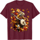 Banjoist Rabbit Playing Banjo Picker Fall Leaves Autumn Art T-Shirt - T-Shirt | Maroon