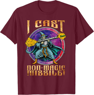 Funny Wizard Meme I Cast Non-Magic Missile Parody Retro T-Shirt - T-Shirt | Maroon