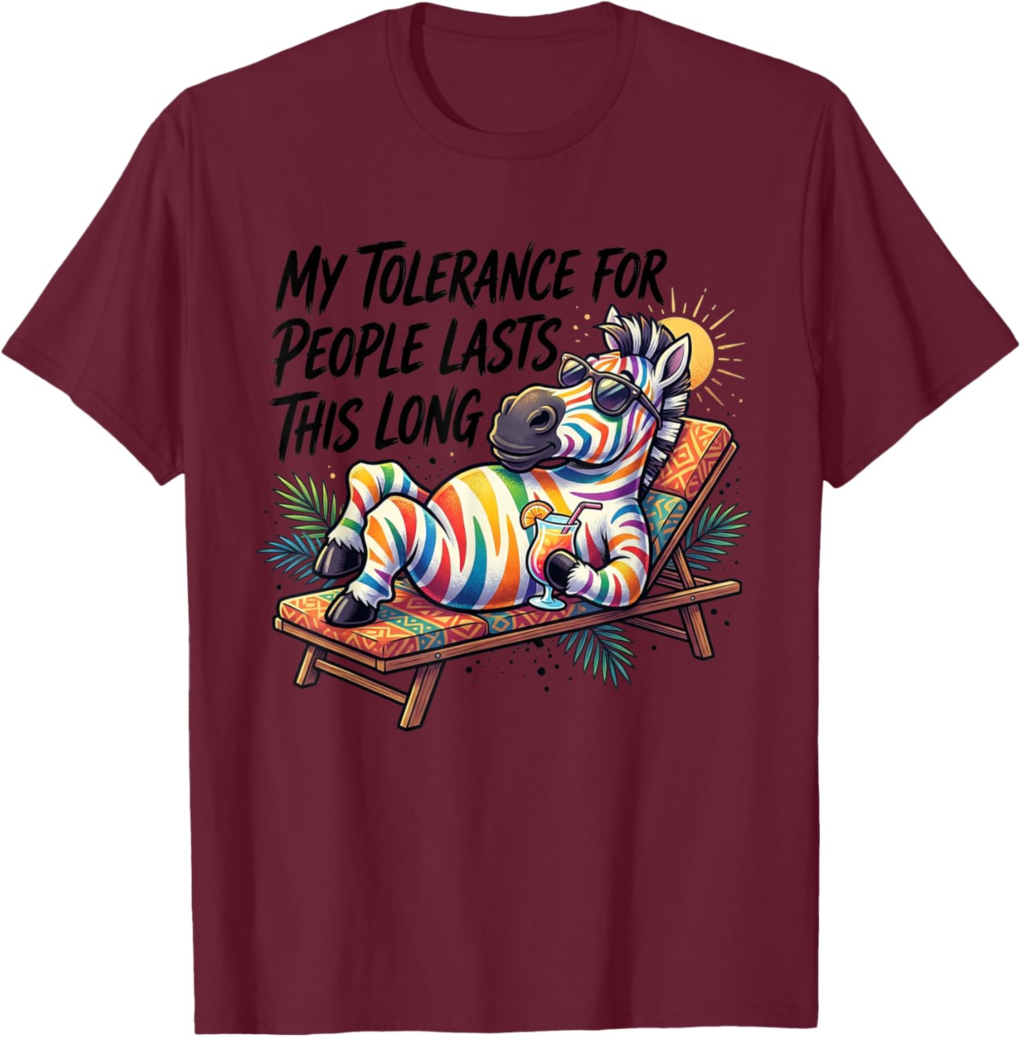 My Tolerance for People Lasts This Long Funny Horse T-Shirt - T-Shirt | Maroon