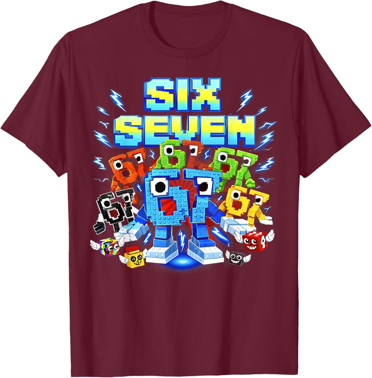 Six Seven Brainrot Birthday Boy Funny Gifts for Boys Kids T-Shirt - T-Shirt | Maroon
