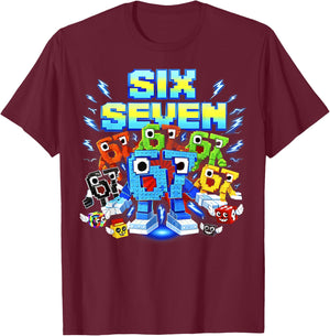 Six Seven Brainrot Birthday Boy Funny Gifts for Boys Kids T-Shirt - T-Shirt | Maroon