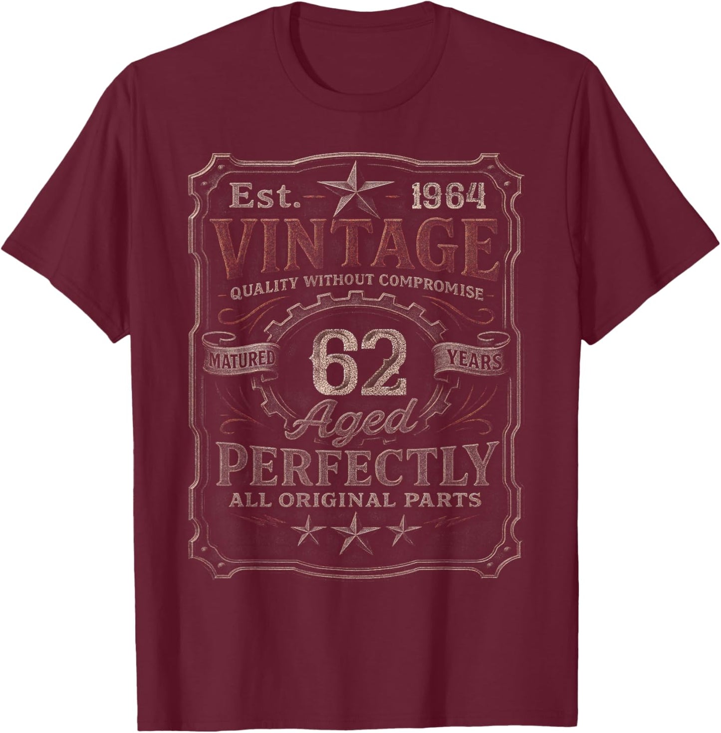 Vintage 1964 Limited Edition Shirt 62 Year Old 62nd Birthday T-Shirt - T-Shirt | Maroon