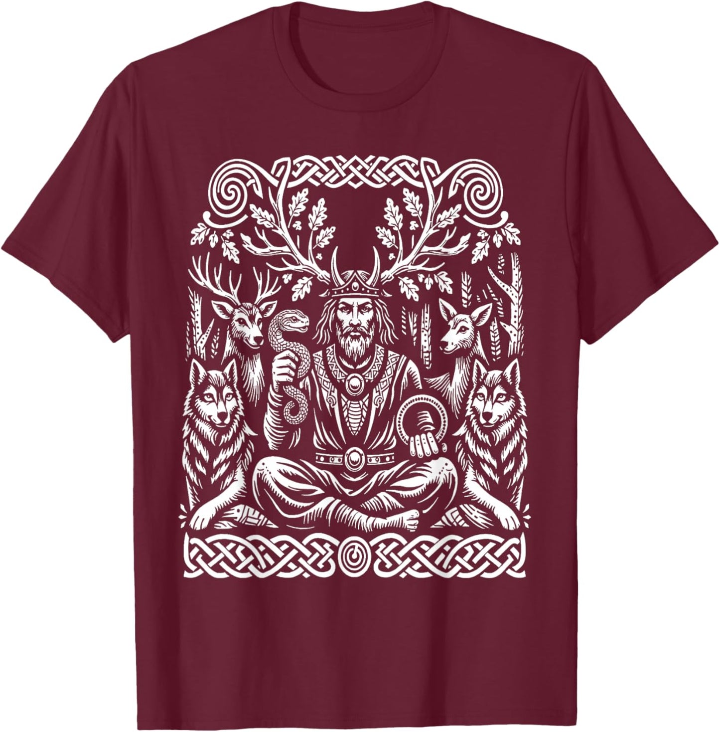 Cernunnos Celtic God of Nature and The Wild, Pagan Mythology T-Shirt - T-Shirt | Maroon