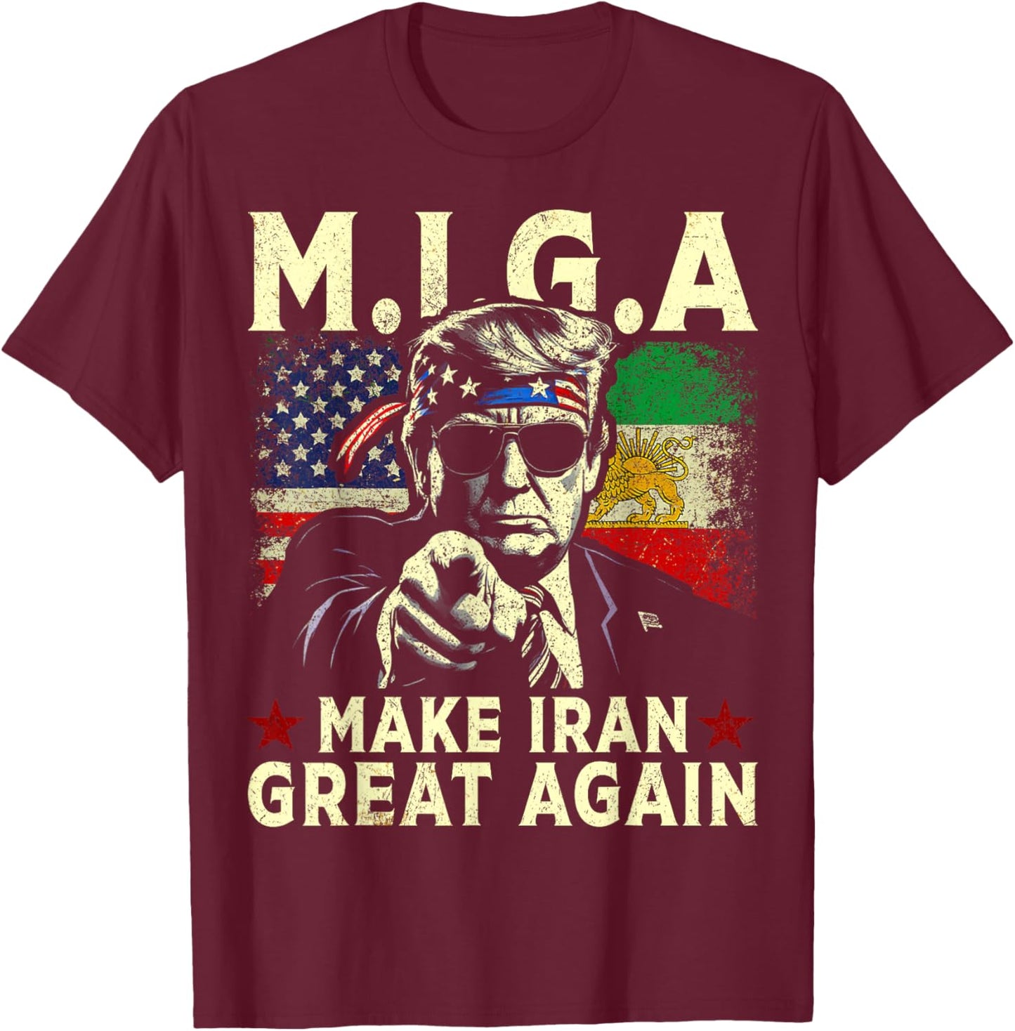 MIGA Make Iran Great Again Vintage T-Shirt - T-Shirt | Maroon