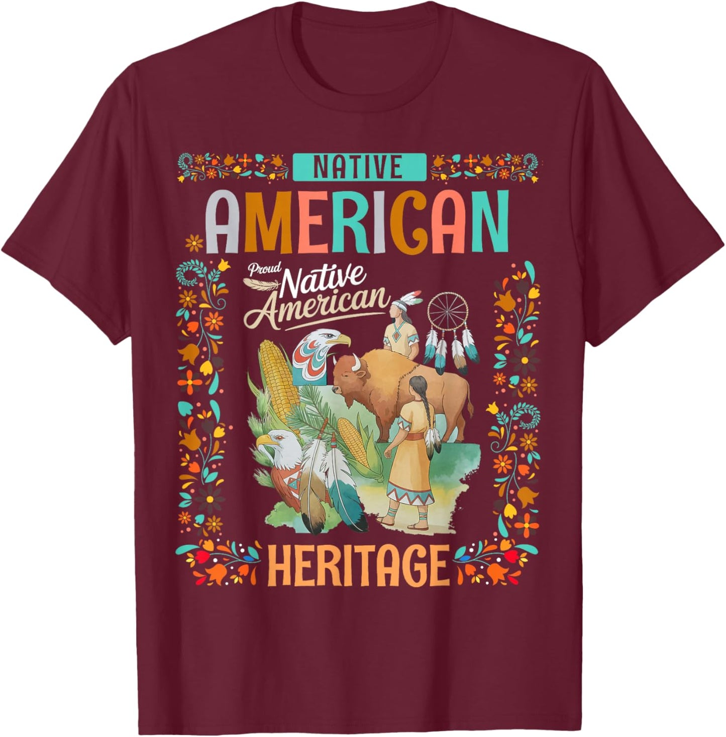 Indigenous Peoples Women Idea Native American Heritage Month T-Shirt - T-Shirt | Maroon