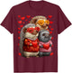 Cute Hedgehogs with Heart Sunglasses Valentines Day Hearts T-Shirt - T-Shirt | Maroon